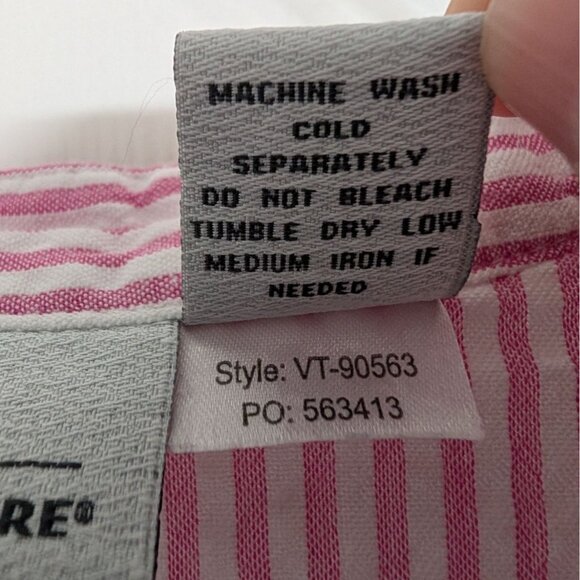 Vermont Country Store Seersucker Midi Dress Womens Size 1X Fuchsia Pink Pintuck - Picture 6 of 8